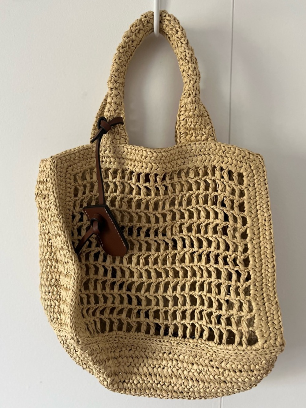 H&M Woven Straw Tote Bag in Natural